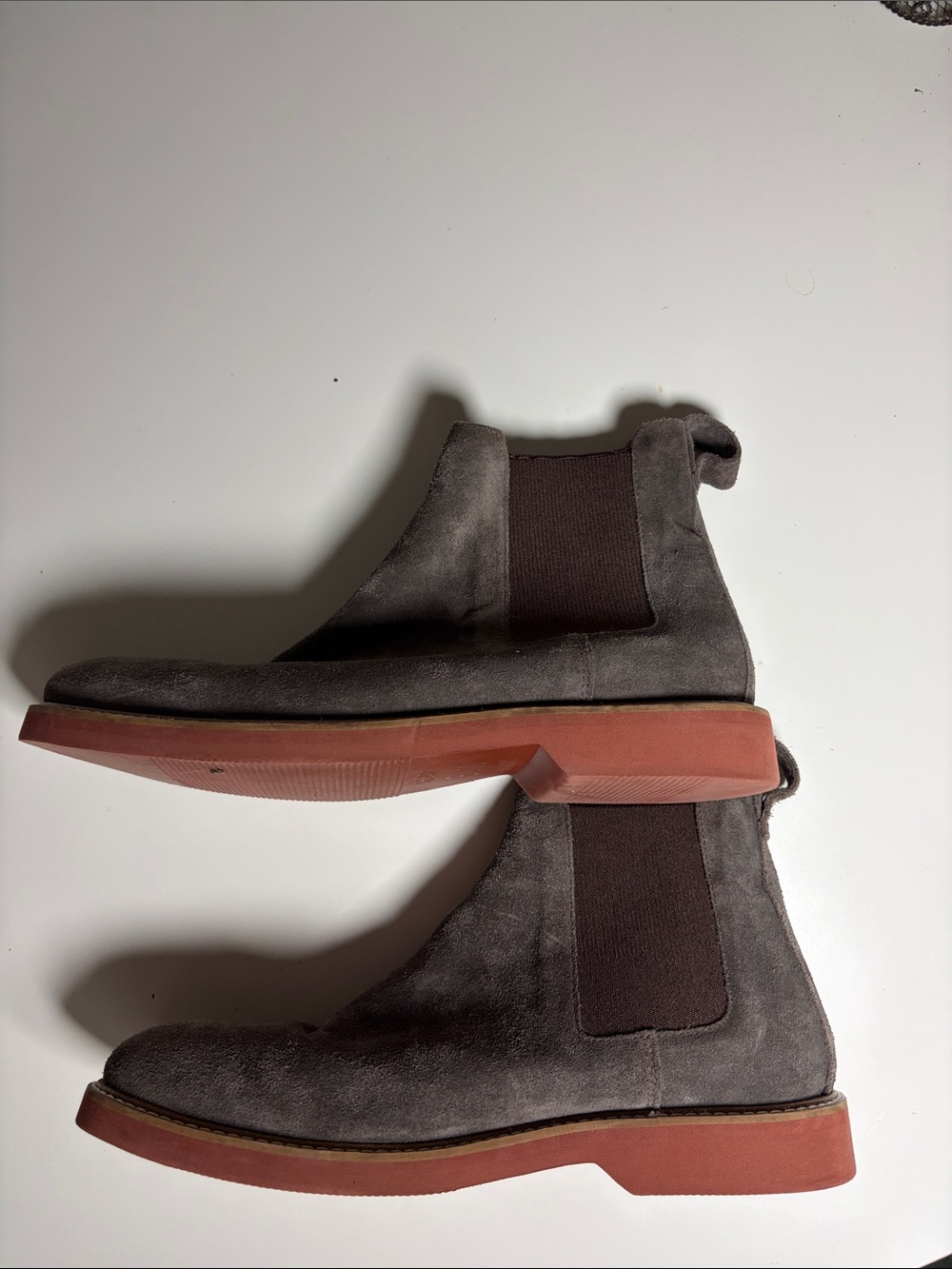 G.H. Bass Suede Chelsea Ankle Boots Pull On Gray  Size 10